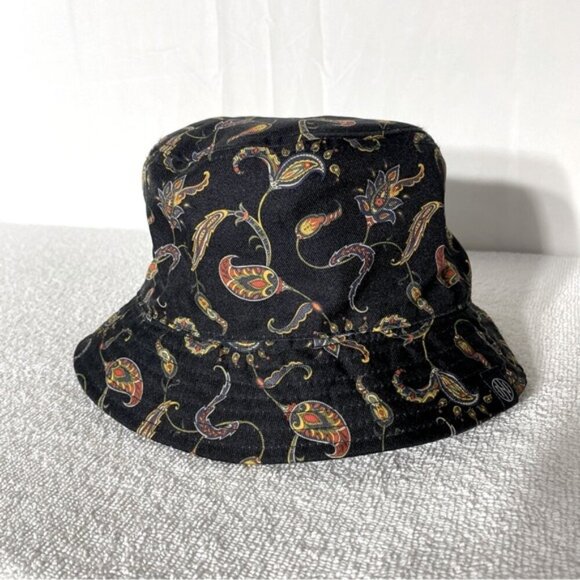 Vintage Black Red Yellow Blue Paisley Bucket Hat - Picture 1 of 9